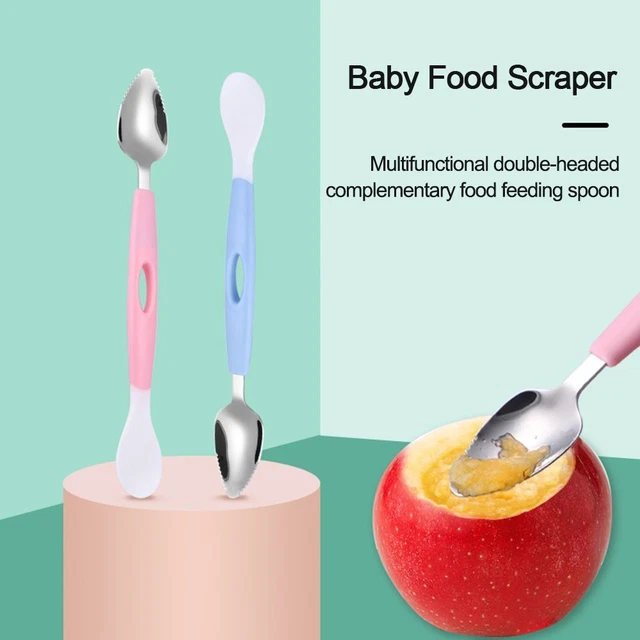 Cuchara de puré de manzana de acero inoxidable raspador de barro bebé raspador de alimentos vajilla