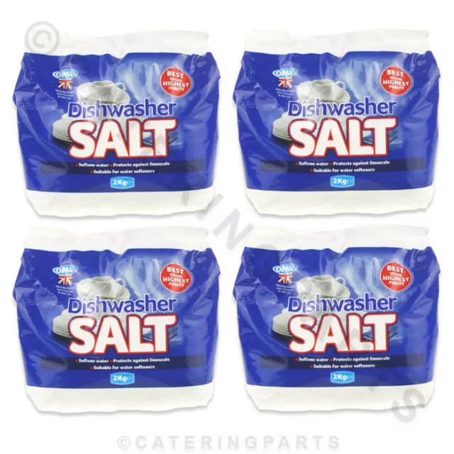 8 KG DISH OR GLASS WASHER WATER SOFTENER REGENERATION SALT GRANULES 4 X 2kg BAGS