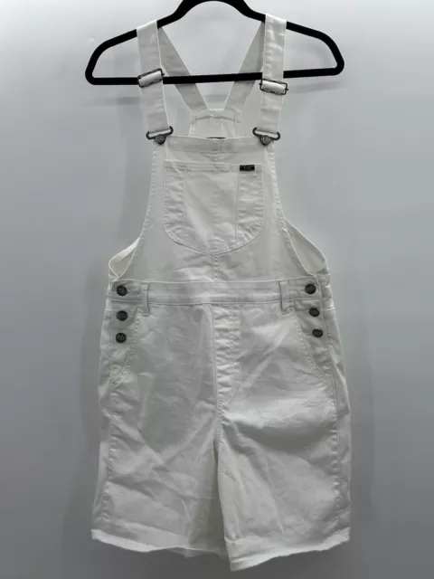 RIVETED LEE Overalls Bibs Shorts Denim Jean Carpenter Off White Medium Vintage