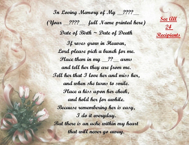 A LOVING COUSIN In Heaven Memorial Graveside Poem Card With Ground 