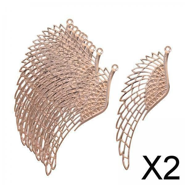 2X 12Pcs Bijoux Charme Collier Pendentif DIY Grand Alliage Aile Conclusions Or
