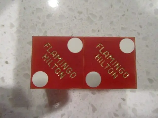 Flamingo Hilton #1289 Casino Pair of Red DICE + FREE Las Vegas Poker Chip