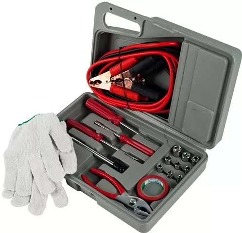 Valigetta auto kit emergenza 30 accessori cavi fusibili pinze nastro cacciavite