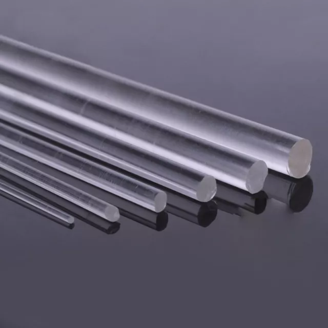 Clear Acrylic Rod 250mm Length Round Perspex Solid Bar 1 / 1.5 / 2 / 6mm Dia.