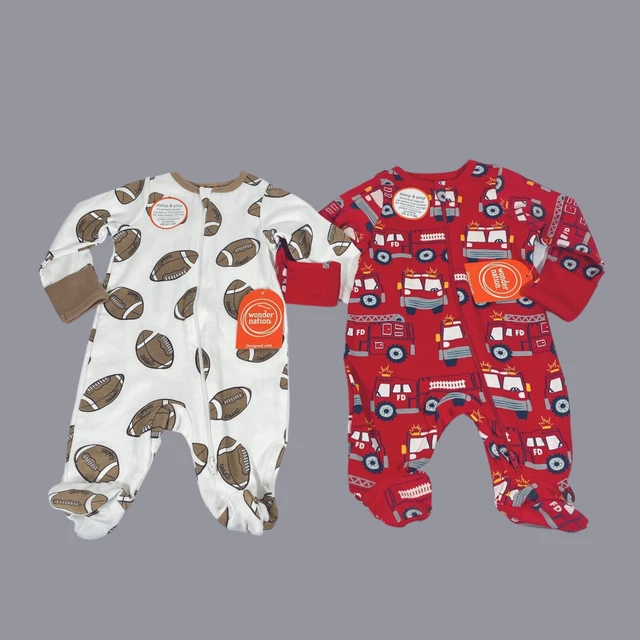 Wonder Nation Boys Sleepers Lot Newborn Football Firetruck Footies Pajamas Baby Wonder Nation Boys Sleepers Lot Newborn Football Firetruck Footies Pajamas Baby