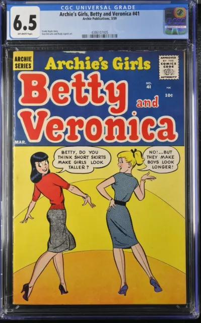 Archie's Girls, Betty and Veronica #41 1959 CGC 6.5 FN+ OW Pages Innuendo Cover