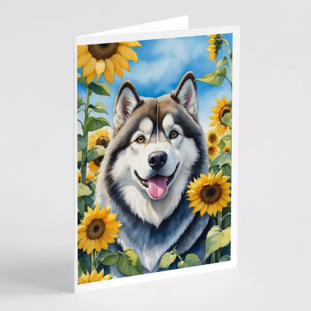 Alaskan Malamute Sunflowers Greeting Cards Envelopes Pk 8 DAC6005GCA7P