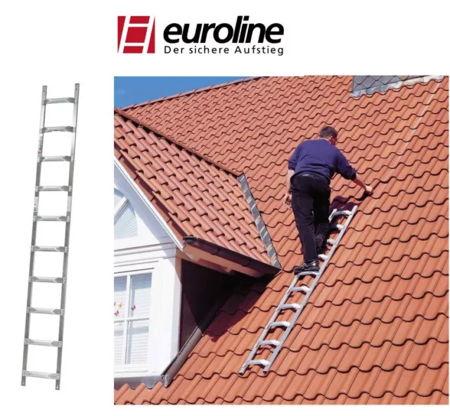 Euroline Dachleiter Dachdeckerleiter Länge 4,50 Mtr, Dachauflegeleiter 320 Alu
