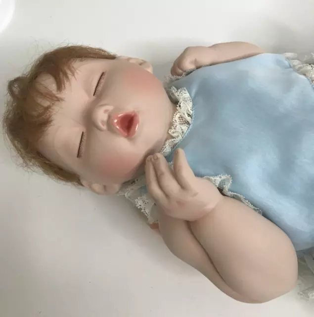 The Ashton-Drake Galleries "Good As Gold" Porcelain Sleeping Baby 8