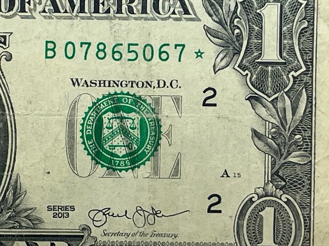 2013 B Duplicate Star Note B07865067* Duplicated Serial Number Error DC Print