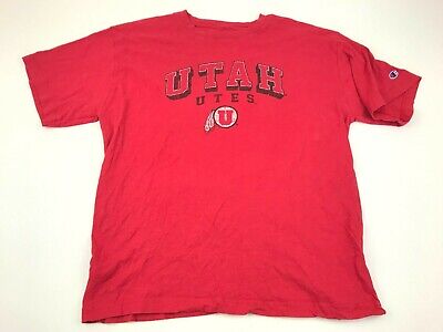 Utah Utes Camicia Misura XL Rosso T-Shirt Manica Corta Grafico Top Champion