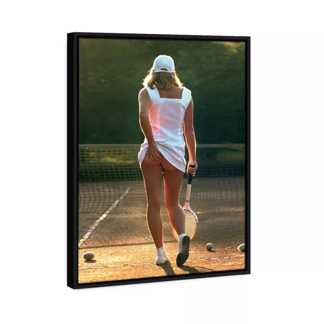 Funny Tennis Girl Framed Oil Canvas Print Wall Art Painting