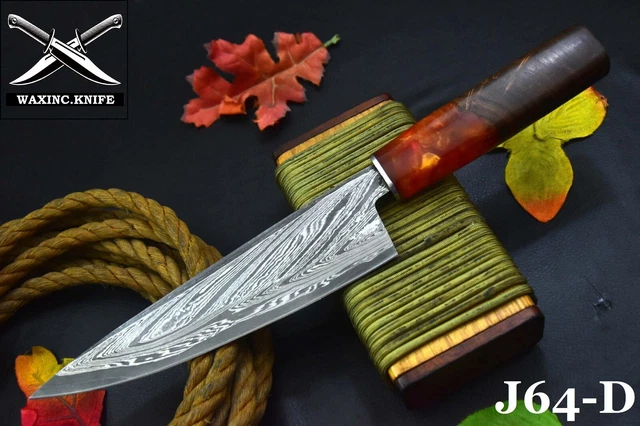 Custom San Mai 13.4"OAL Hand Forged Damascus Steel Chef Knife Handmade (J64-D)
