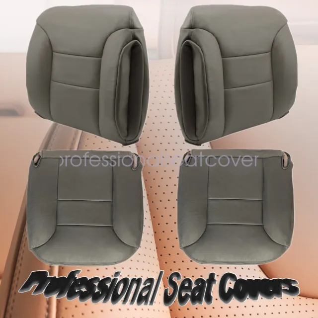 For 1995-1999 Chevy Tahoe Driver Passenger Bottom Back Leather Seat Cover Gray
