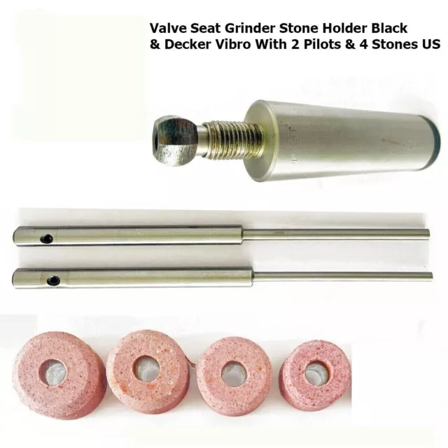 Valve Seat Grinder Stone Holder Black & Decker Vibro With 2 Pilots & 4 Stones