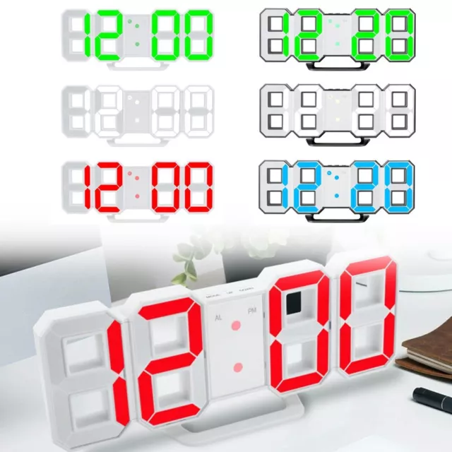Moderno orologio da parete digitale 3D LED con luminosità regolabile e luce not