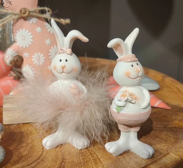 Oster Figur 2 er Set Osterhase Osterjunge  & Ostermädchen 4 x 11 x 3 cm