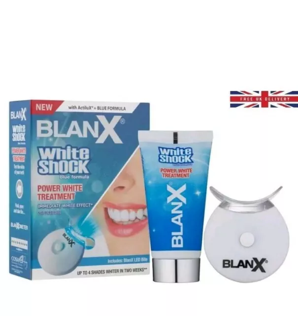 2x BlanX White Shock Power White ActiluX® 50ml Treatment Toothpaste LED Bite