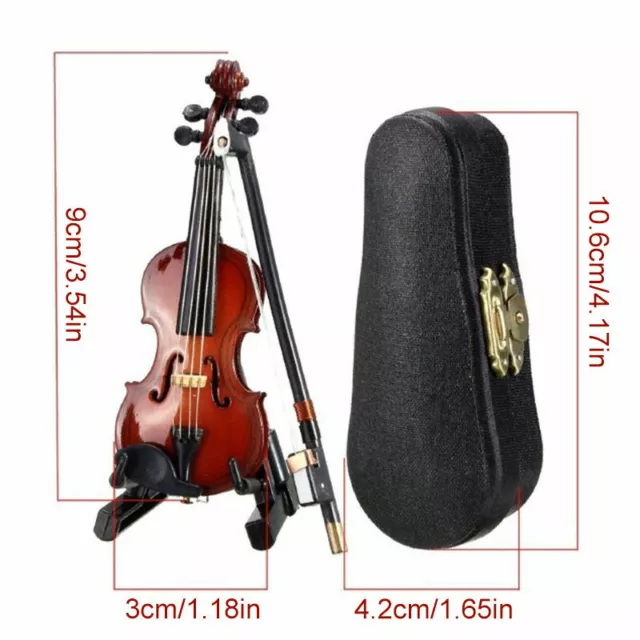 Mini Violin W/ Case Music Instrument Gift Wooden Mode Collection Small Tiny AU 2