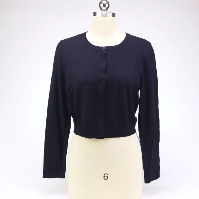 New Tory Burch Petite SIMONE Cardigan Sweater Navy L 2