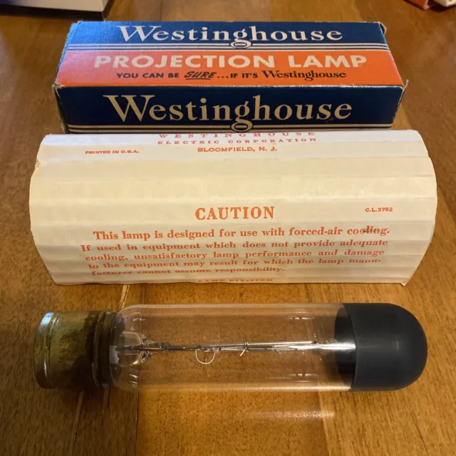 Vtg Westinghouse Projector Lamp Bulb. Orig Box. New. 500 Watts 120 V Black Top