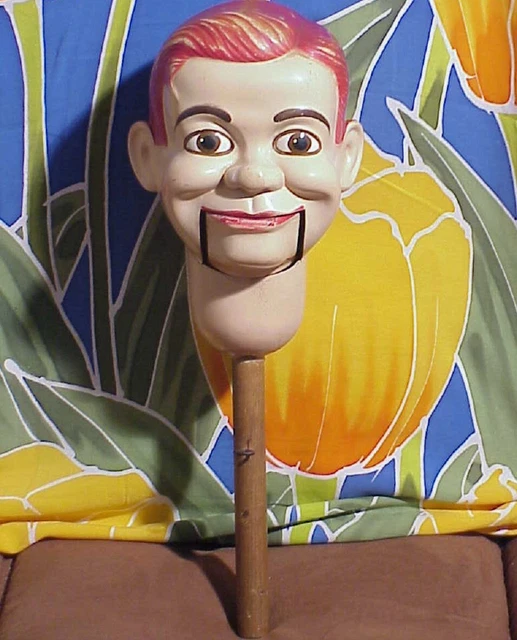 1950S60S JERRY MAHONEY 32" Ventriloquist Dummy HEAD On STICK ONLY By