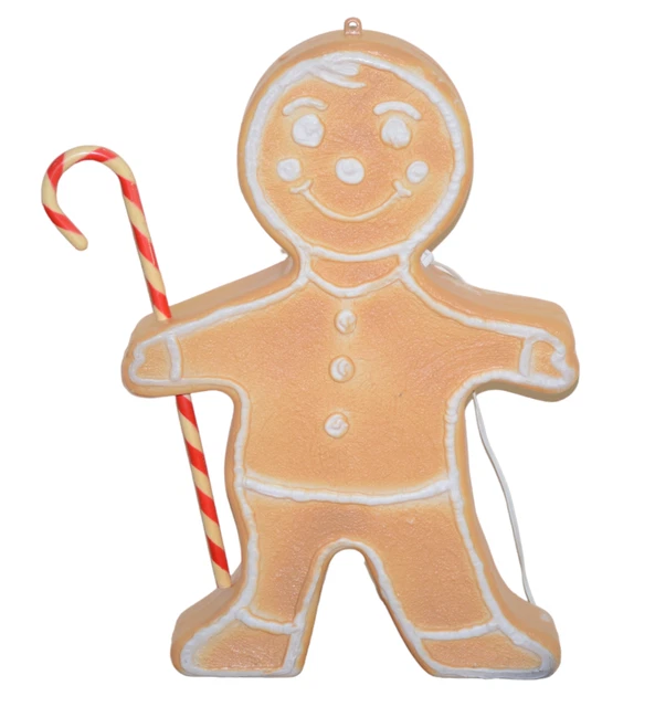 VINTAGE GINGERBREAD MAN Blow Mold 1988 Union Lighted 24" 2 Sided 34.99