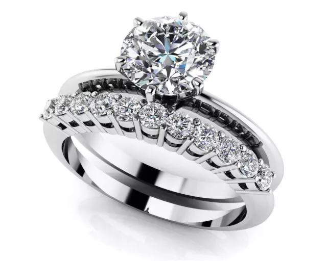 1.25 CT Coupe Ronde Imitation Diamant Couple de Mariage Bague Anneau 10k or
