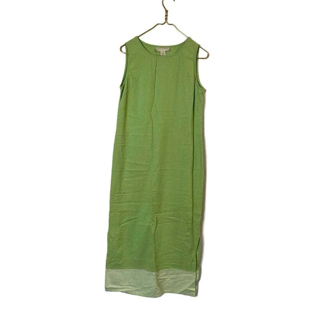 Vtg Norton McNaughton Sz m Green Sleeveless Midi Sheath tunic Dress Scoop Neck