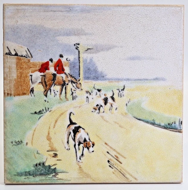 1930s Dunsmore Tiles Minton Tiles Blank Stenciled Design Polly Brace Fox Hunting