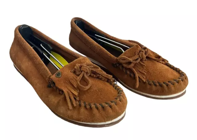 Minnetonka Moccasins Women's  Rubber Sole 4302 Brown Slippers Shoes Size 9