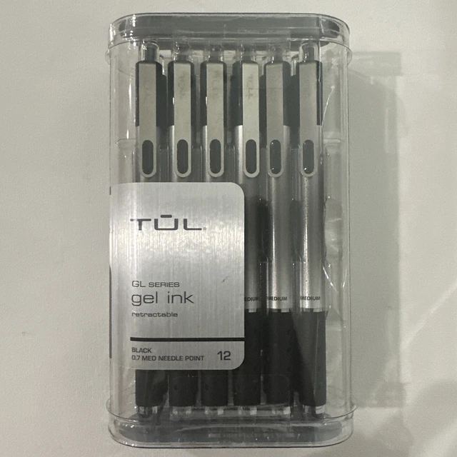 🌟TUL Gel Pen Retractable Needle Point - Med, 0.7mm, Black (12PK) FREE SHIP🌟