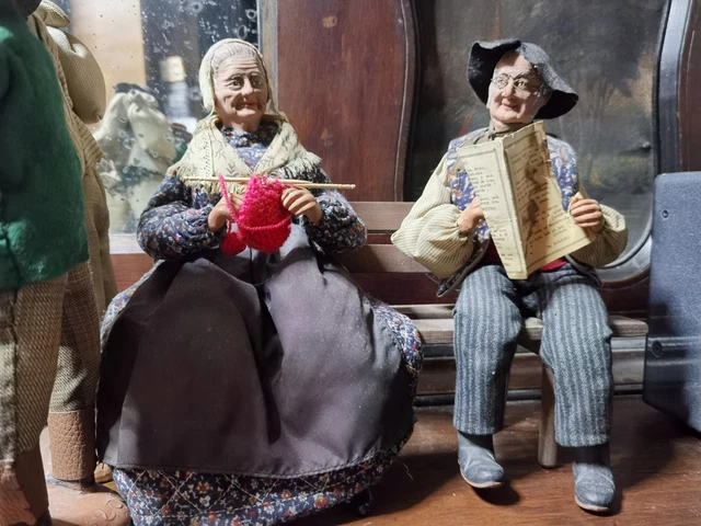 Santons De Provence Arterra - Couple Sur Banc, 7 Cm, Argile Peinte à La Main