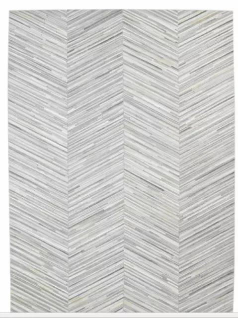 Leather Cowhide Patchwork White Black Tone area Rug Home Decor gift |8'x10'|5'x8