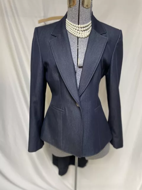 Tahari ASL Pant Suit Size 10 NEW Two Piece Set 31X30 Executive Pockets Dark Blue