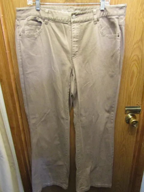 Womens Liz Claiborne Jeans Bootcut Khaki Pants Sz 16W Inseam 31" Waist Flat 19"