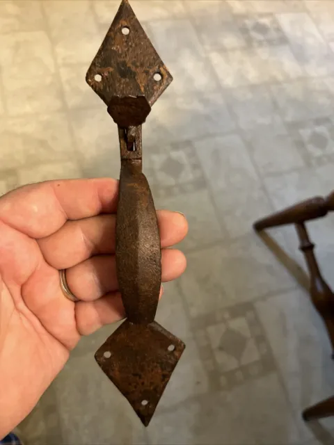 Early 18th Century Hand Forged 9 Inch Door Latch With Fancy Thumb Piece 1720-50