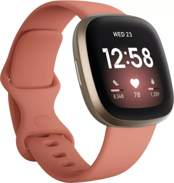 Fitbit Versa 3 WLAN NFC BT GPS Altrosa 1,58" OLED 5ATM Sprachbefehl Smartwatch