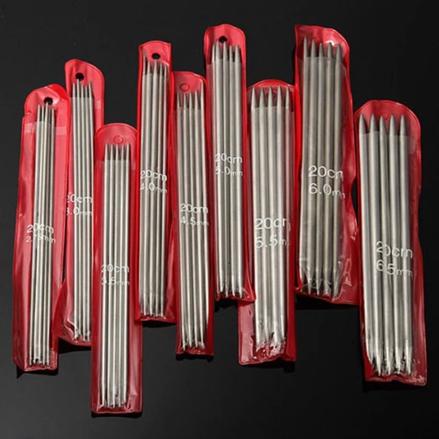 Ganchillo de acero inoxidable agujas de punto doble punta recta juego 1 juego caliente