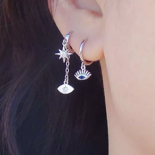 Women Hollow Eyes Earring Cute Pendant Earrings Sterling Silver Jewelry 1Pairs