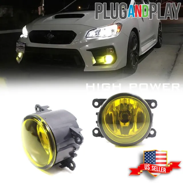 2X Golden Yellow Front Fog Driving Light w/ H11 Bulbs For 2015-up Subaru WRX/STi