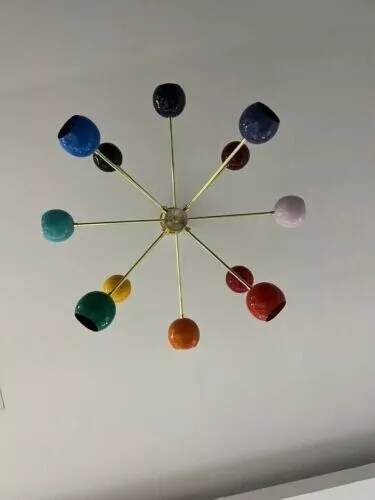 Multi Color Brass Sputnik Chandelier Italian 12 Arm Lighting Fixture