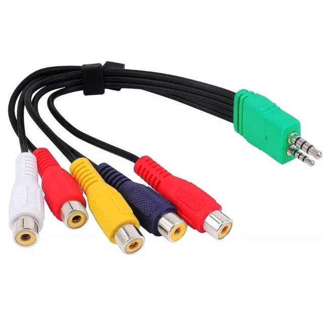 3.5mm Male 2.5mm Male to 5RCA Female Plugs Video Adapter Cable for BN3901154 TV
