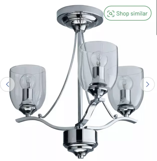 Argos Home Fae 3 Licht Glas Deckenarmatur - Chrom (Box kann beschädigt werden)