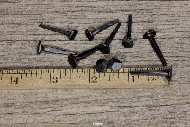 1" Rose head nails square wrought iron vintage rustic Decorative historic
