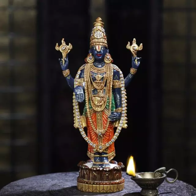 Tirupati Balaji Statue Shree Venkateswara Idol 12" Vishnu Lord Religious Pooja