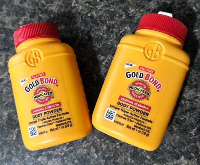 Gold Bond Medicated Body Powder Original Strength TALC Free 1oz Travel 2 Pack