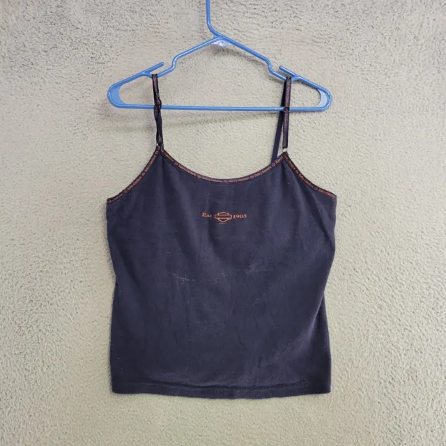 Vintage Harley Davidson Tank Top Womens XL Extra Large Blue Made In USA Shirt