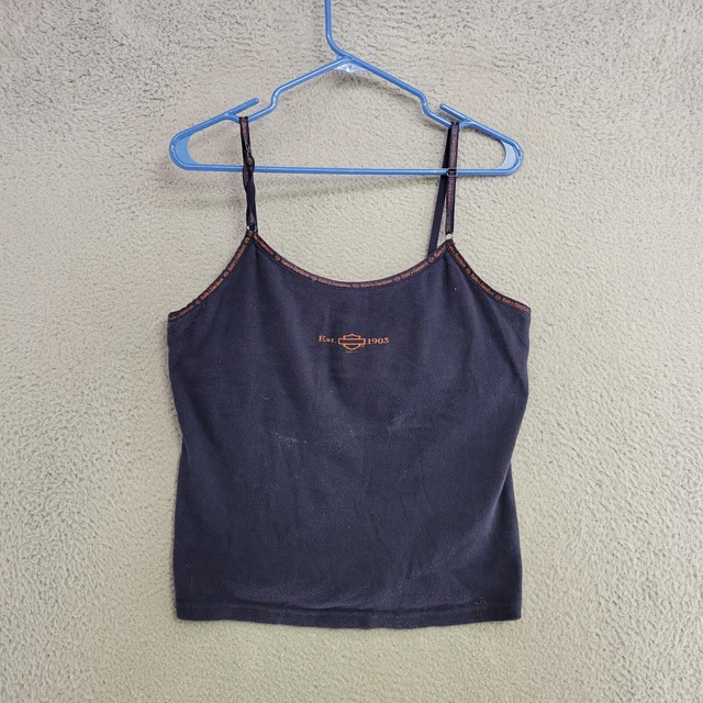 Vintage Harley Davidson Tank Top Womens XL Extra Large Blue Made In USA Shirt