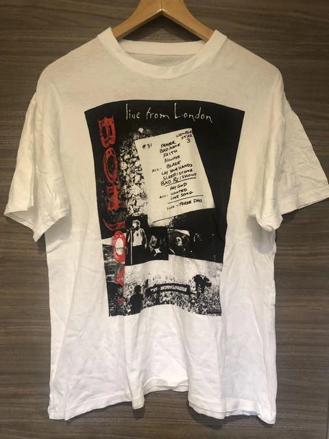 Bon Jovi Vintage Shirt Rock Band White Bonjovi Rare